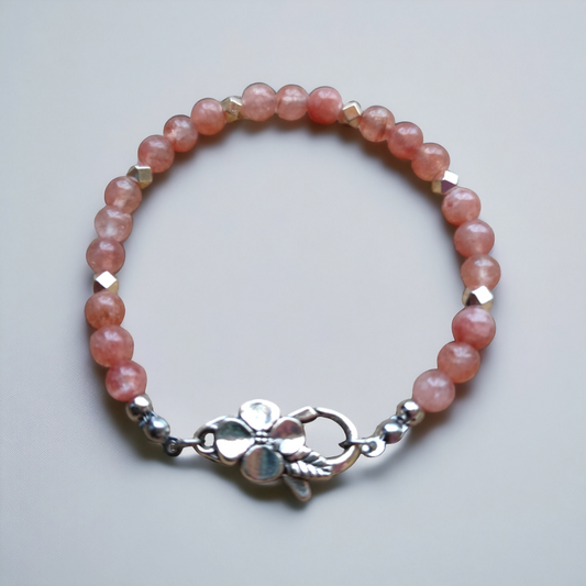 Subtelna bransoletka z Kwarcu Truskawkowego - Magiczny Kamyczek