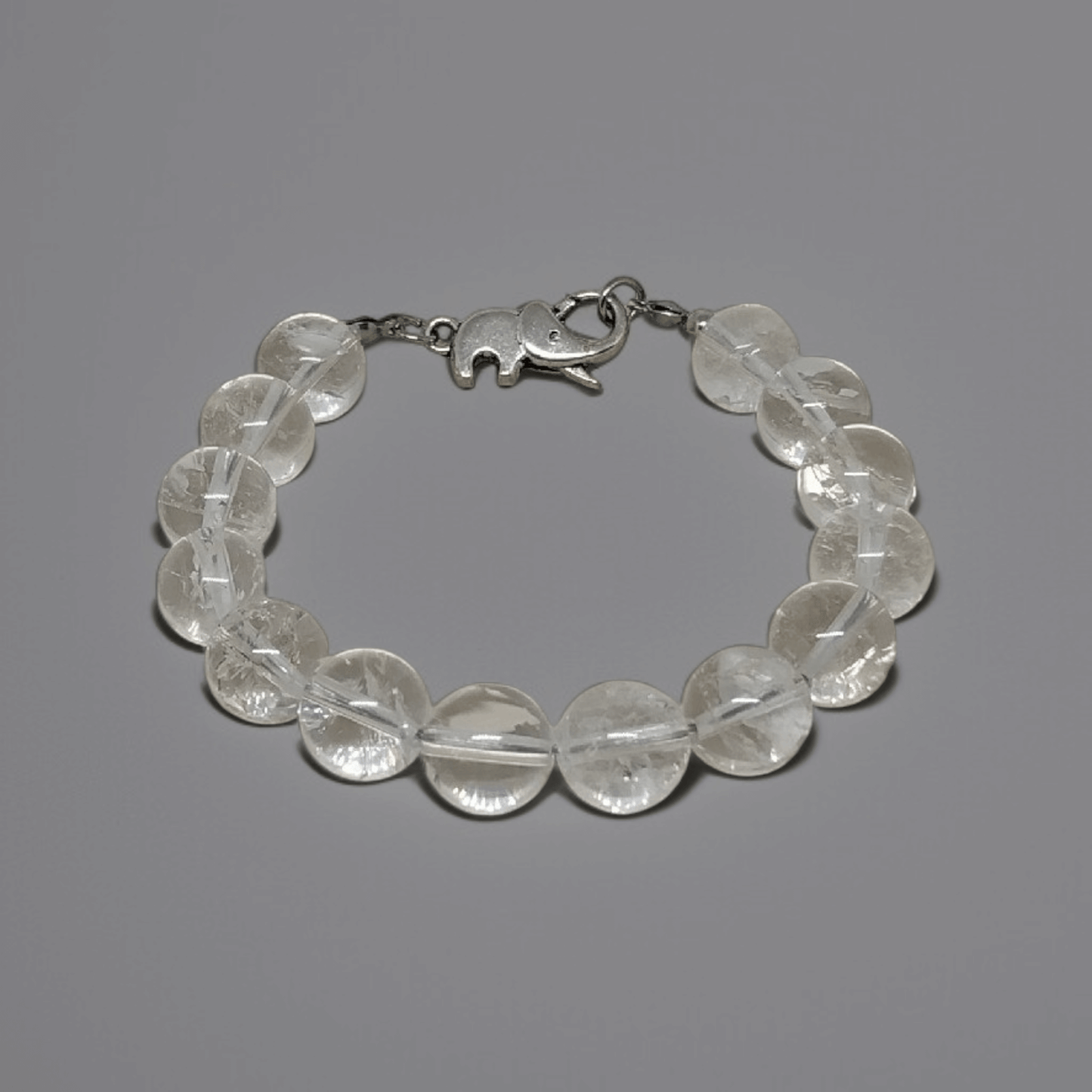 Bransoletka handmade z dużych kulek kryształów górskich z zapięciem