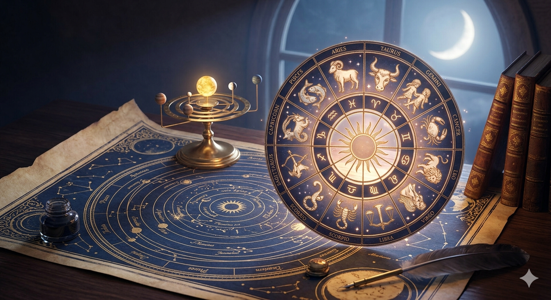 Zodiak Magicznego Kamyczka w świetle księżyca 
