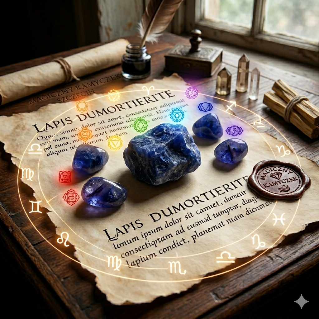 Surowy dumortieryt otoczony zodiakiem