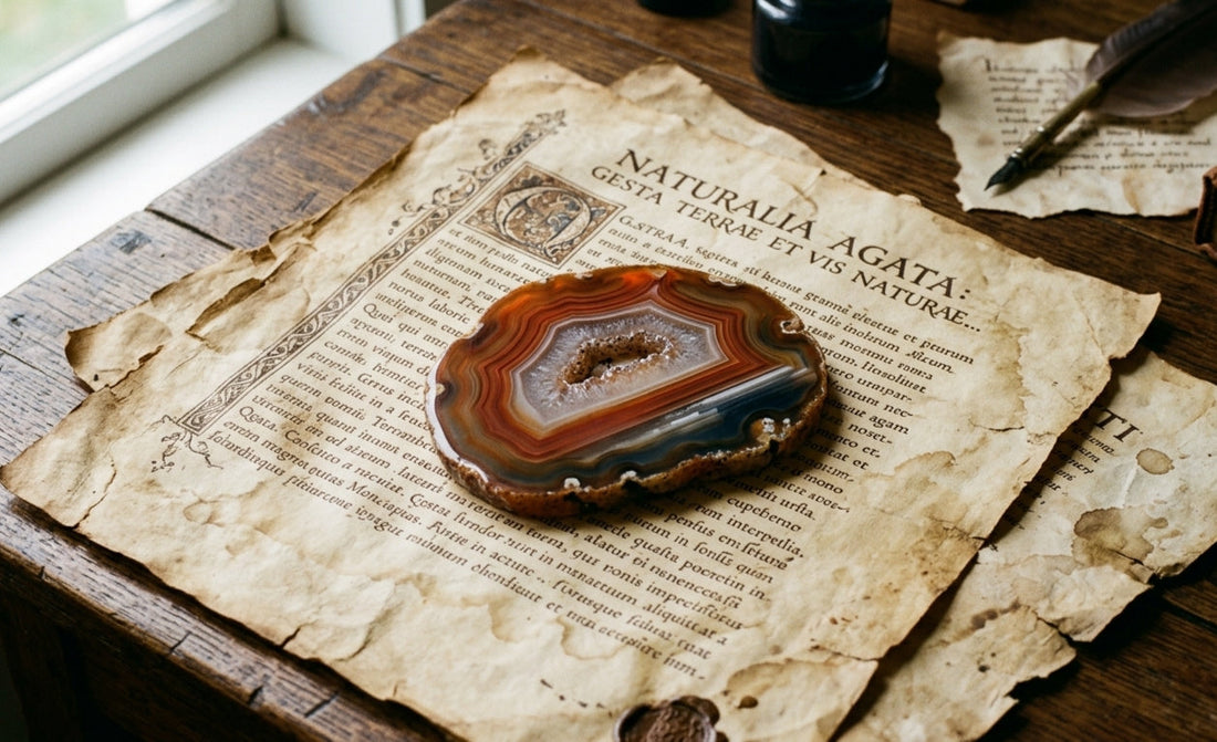 Plaster agatu na starym pergaminie 