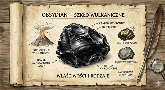 Obsydian leżący na starym pergaminie 