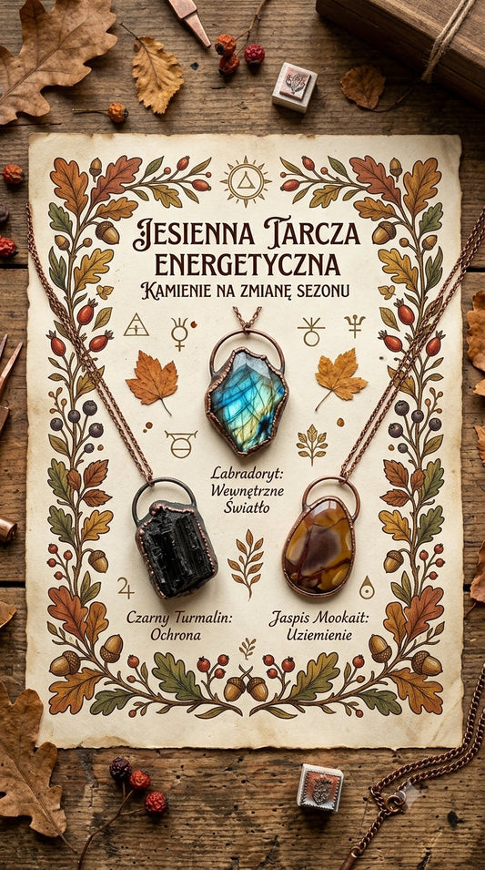 Wisiorku z kamieni naturalnym na starym pergaminie 