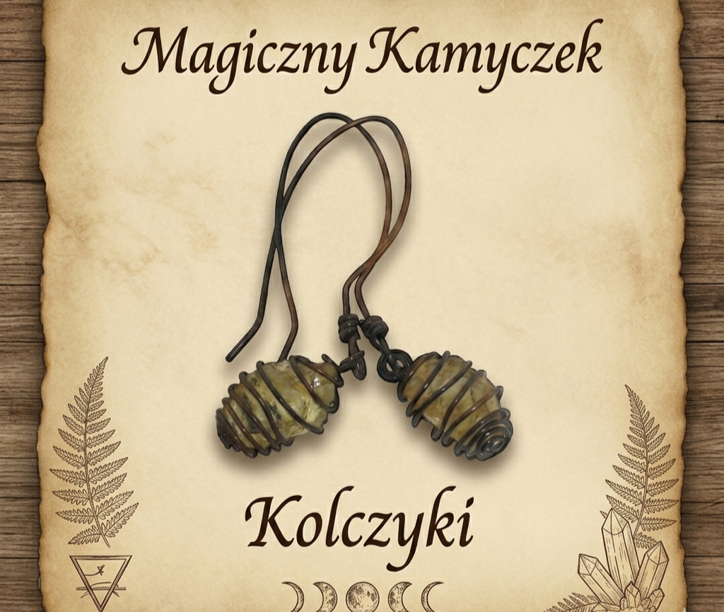 Kolczyki handmade z kamieni naturalnych na starym pergaminie 