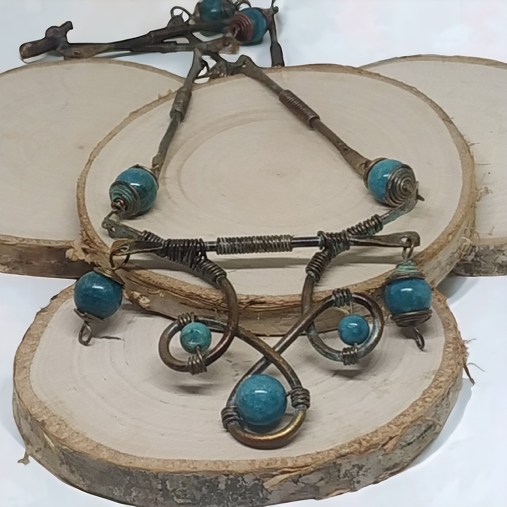 Etniczny naszyjnik handmade z miedzi 